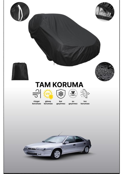 Siyah Citroen Xantia 1993 - 1998 Uyumlu Araba Brandası, Koruyucu Örtü, Oto Branda