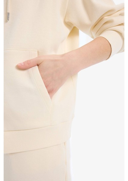 Relax Fit Kapüşonlu Cepli Basic Düz Fermuarlı Sweatshirt C1809AX25SP