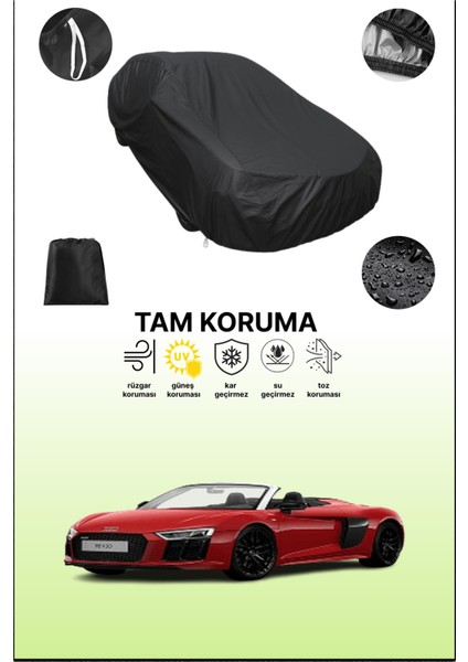 Siyah Audi R8 2015 - 2018 Uyumlu Araba Brandası, Koruyucu Örtü, Oto Branda