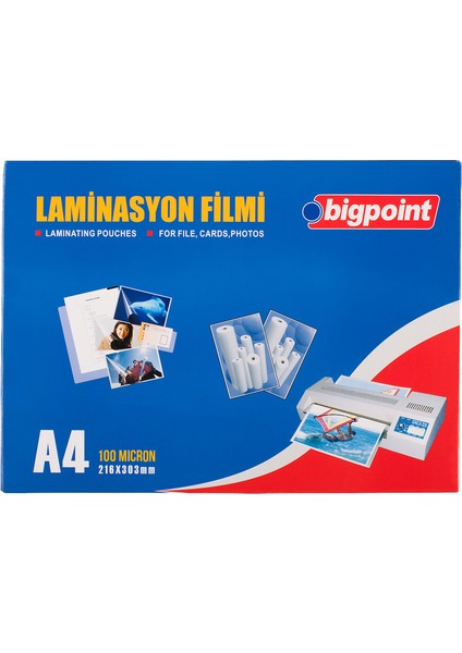 Laminasyon Filmi A4 100 Mikron 100'LÜ Kutu x 2 Kutu
