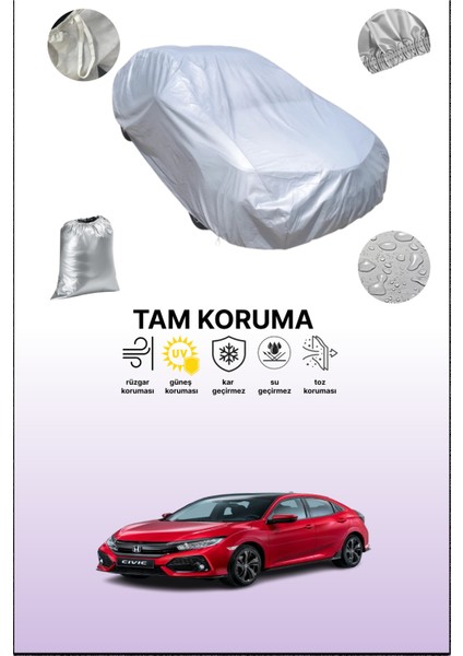 Gri Honda Civic 5 Kapılı 2016 - 2019 Uyumulu Oto Branda, Araba Brandası, Koruyucu Örtü
