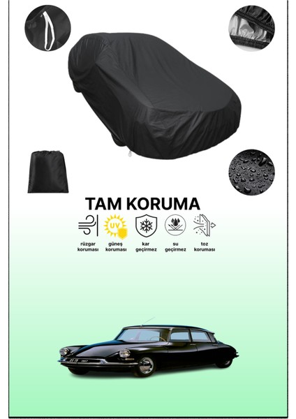 Siyah Citroen DS19 1955 - 1975 Uyumlu Araba Brandası, Koruyucu Örtü, Oto Branda