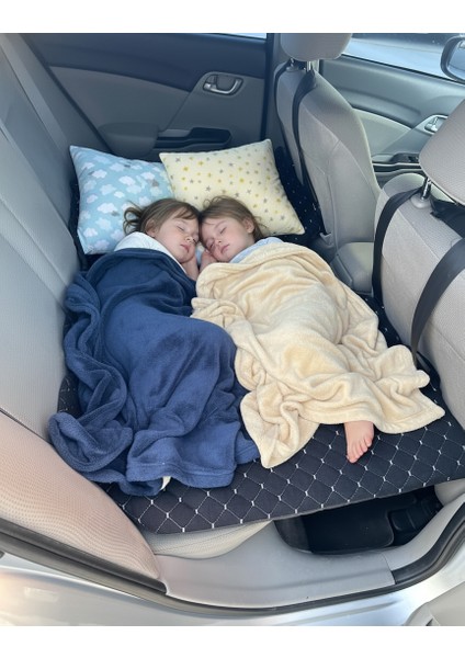 Oto Arka Koltuk Yatak Çocuk Seyehat Yatağı 70*130 cm - Siyah Tay Tüyü Kumaş