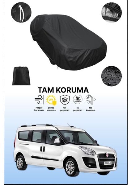 Siyah Fiat Doblo 2010 - 2021 Uyumlu Araba Brandası, Koruyucu Örtü, Oto Branda