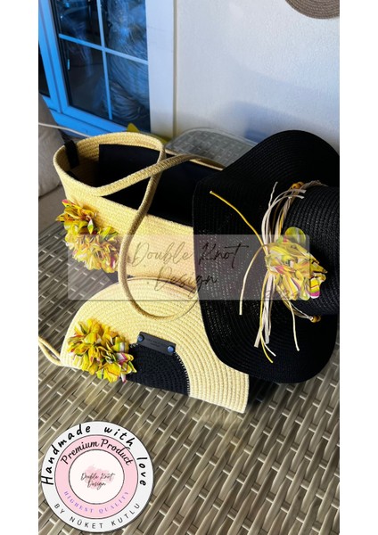 Vero 3lü Takım Plaj Çantası , El Çantası Clutch, Şapka, Totebag,çanta, Yazlık, Hediyelik, modelleri