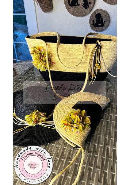 Vero 3lü Takım Plaj Çantası , El Çantası Clutch, Şapka, Totebag,çanta, Yazlık, Hediyelik, fırsatları
