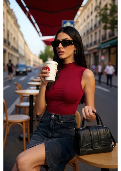 çınar ticaret kadın bordo kolsuz balıkçı yaka basic bluz fiyatları