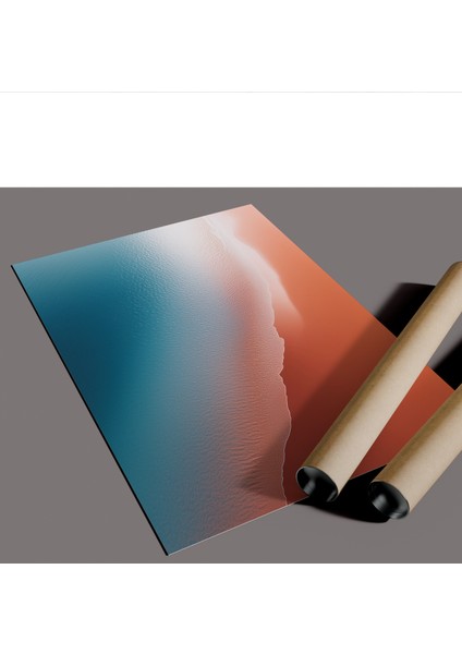 Çerçevesiz Poster | Minimalist Plaj Dalga Posteri | Turkuaz Turuncu Renk | Dijital Baskı Poster fiyatları