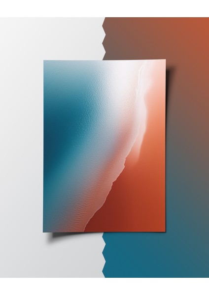 Çerçevesiz Poster | Minimalist Plaj Dalga Posteri | Turkuaz Turuncu Renk | Dijital Baskı Poster modelleri