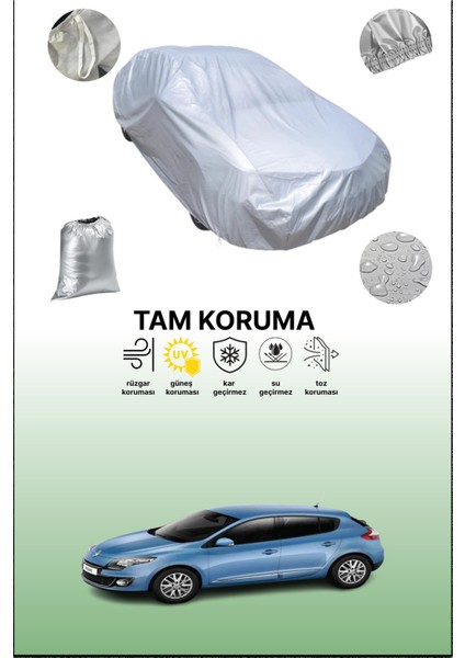 Gri Renault Megane 5 Kapılı 2014 - 2015 Uyumulu Oto Branda, Araba Brandası, Koruyucu Örtü