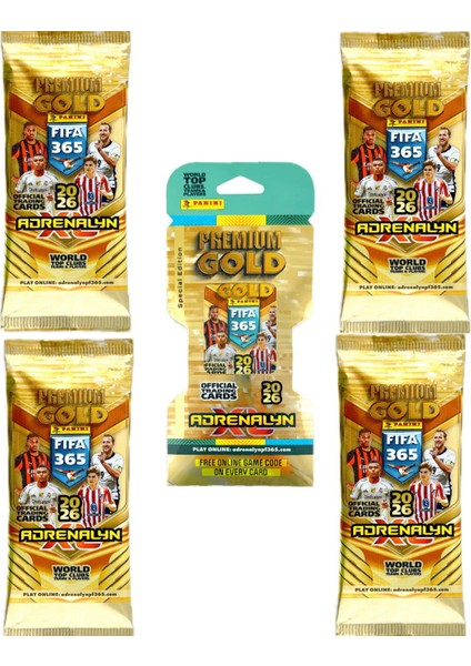 Panini Adrenalyn Fifa 365 2025 Premium Gold Card Özel Futbolcu Kartları 5 Paket