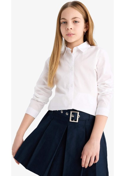 Kız Çocuk Poplin Uzun Kollu Okul Gömleği U4499A625AU