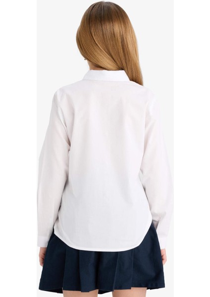 Kız Çocuk Poplin Uzun Kollu Okul Gömleği U4499A625AU