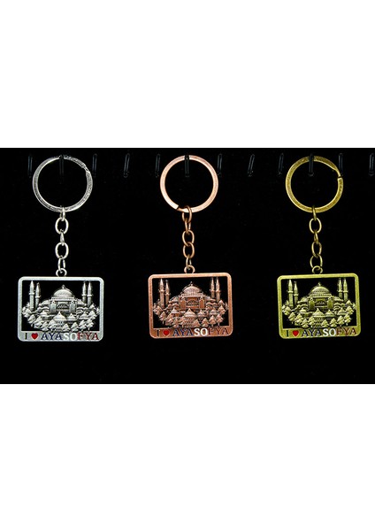 çınar ticaret metal ayasofya anahtarlık kare tasarım