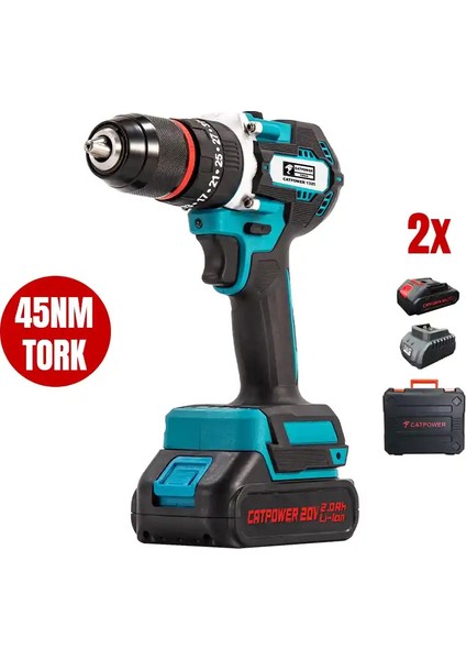 1325 Kömürsüz Darbeli Akülü Matkap 20V 2 Ah Lion