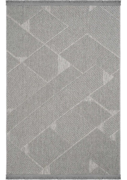 Mikasa Gri Oturma Odası Salon Halısı Geometrik Desenli Modern Yumuşak Dokulu Bukleli Ev Oda Halısı