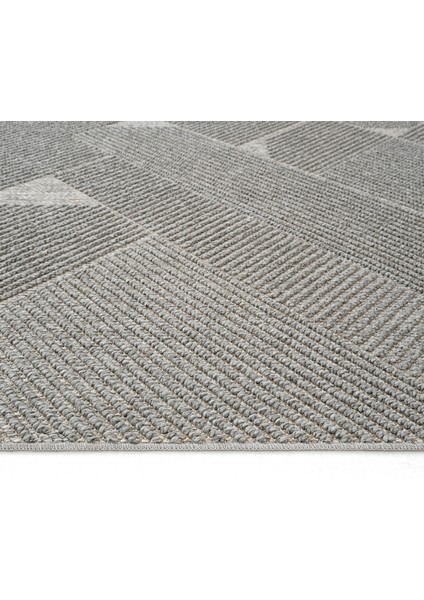Mikasa Gri Oturma Odası Salon Halısı Geometrik Desenli Modern Yumuşak Dokulu Bukleli Ev Oda Halısı