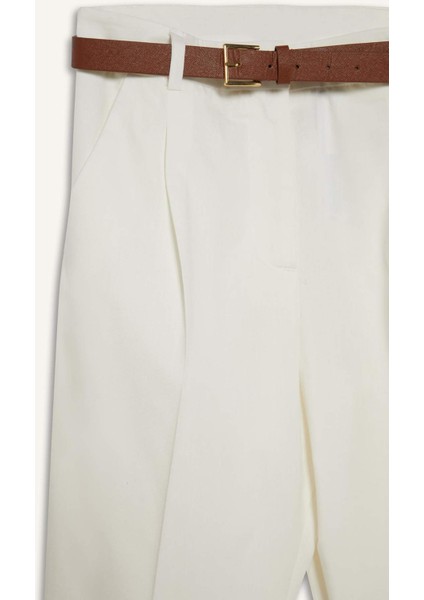 Carrot Fit Gabardin Kumaş Pantolon Kemerli Yüksek Bel Kısa Paça D2732AX25SP