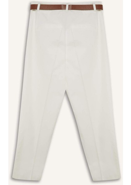 Carrot Fit Gabardin Kumaş Pantolon Kemerli Yüksek Bel Kısa Paça D2732AX25SP
