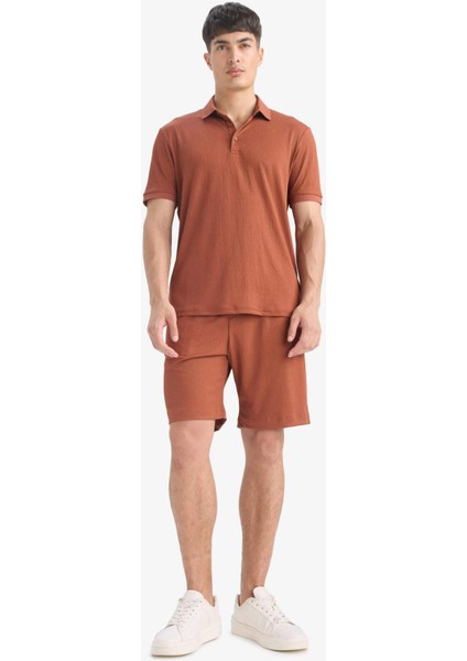 Regular Fit Her Yöne Esneyen Krinkıl Bermuda Şort