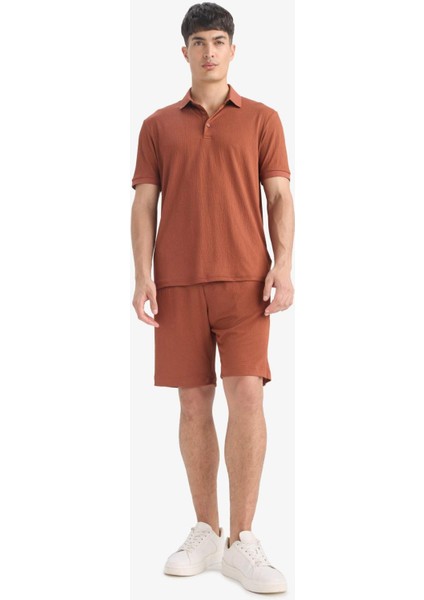 Regular Fit Her Yöne Esneyen Krinkıl Bermuda Şort