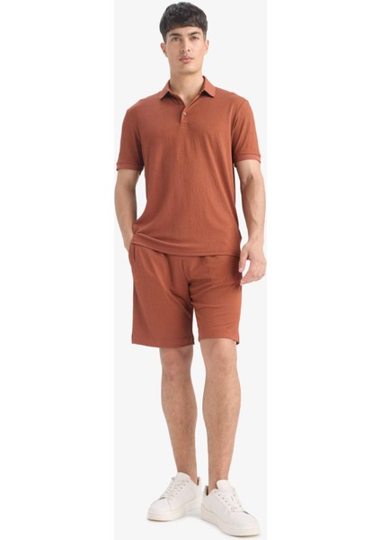 Regular Fit Her Yöne Esneyen Krinkıl Bermuda Şort