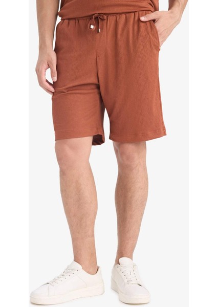 Regular Fit Her Yöne Esneyen Krinkıl Bermuda Şort