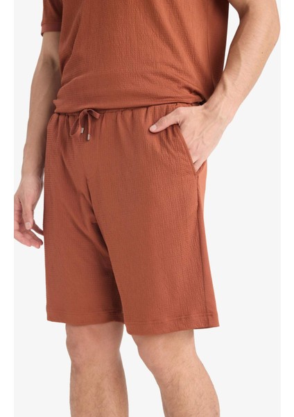Regular Fit Her Yöne Esneyen Krinkıl Bermuda Şort
