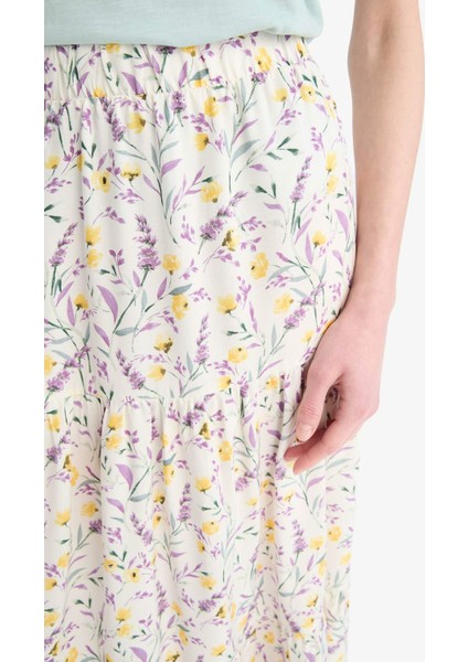 Beli Lastikli Çiçek Desenli Midi Etek C4411AX25SP