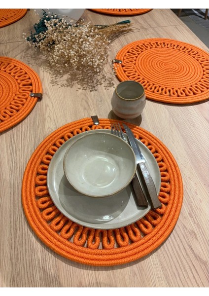 Jüt Hasır Görünümlü Amerikan Servis Sunum Takımı Yıkanabilir Isıya Dayanıklı Jüt 6turuncu Parça modelleri