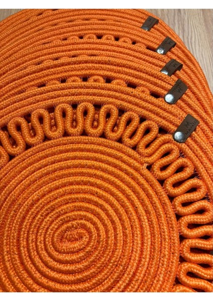 Jüt Hasır Görünümlü Amerikan Servis Sunum Takımı Yıkanabilir Isıya Dayanıklı Jüt 6turuncu Parça indirimleri