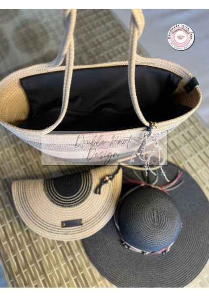 Vero 3lü Takım Plaj Çantası , El Çantası Clutch, Şapka, Totebag,çanta, Yazlık, Hediyelik, fiyatları