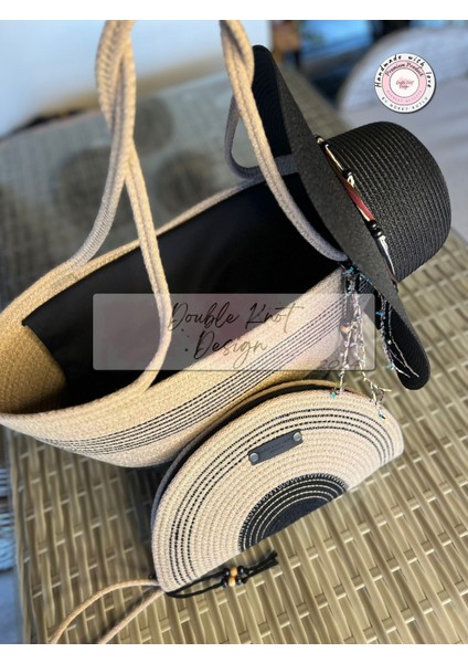 Vero 3lü Takım Plaj Çantası , El Çantası Clutch, Şapka, Totebag,çanta, Yazlık, Hediyelik, modelleri