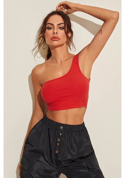 çınar ticaret kadın kırmızı tek omuz crop büstiyer – modern ve şık tasarım fırsatları