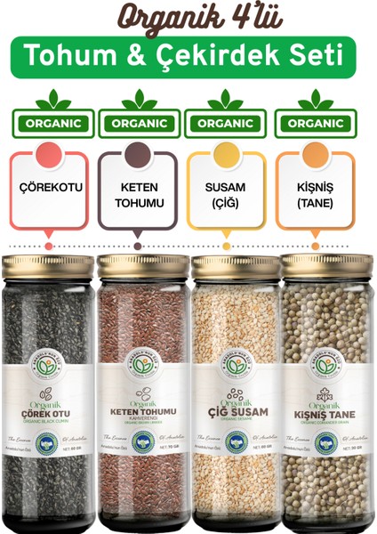 Tohum & Çekirdek Seti (Çörekotu – Keten Tohumu – Susam – Kişniş)