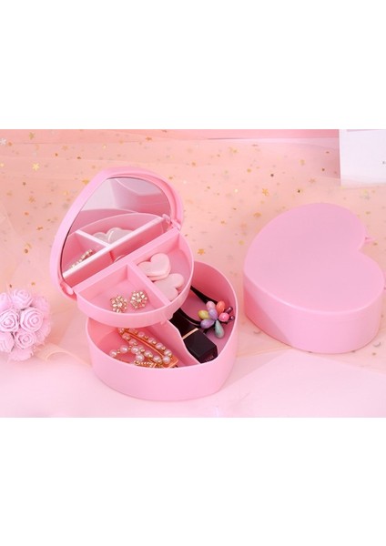 çınar ticaret kalp tasarımlı aynalı takı saklama kutusu