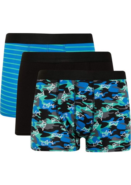 Regular Fit Kamuflaj Desenli 3'lü Boxer