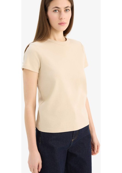 Regular Fit Bisiklet Yaka Basic Düz Kısa Kollu Tişört E5451AX25SP