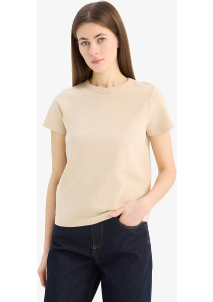 Regular Fit Bisiklet Yaka Basic Düz Kısa Kollu Tişört E5451AX25SP