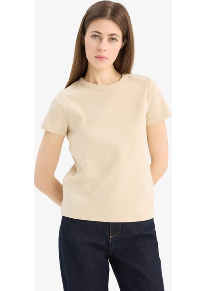 Regular Fit Bisiklet Yaka Basic Düz Kısa Kollu Tişört E5451AX25SP