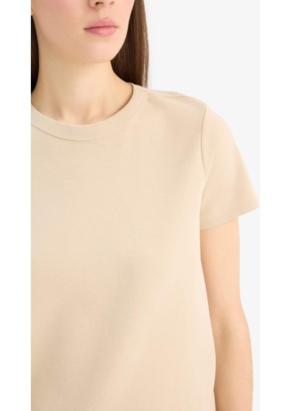 Regular Fit Bisiklet Yaka Basic Düz Kısa Kollu Tişört E5451AX25SP