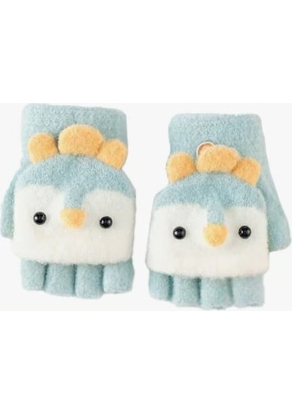 Penguen Desenli Kapaklı Kız Çocuk Peluş Parmaksız Eldiven fiyatları