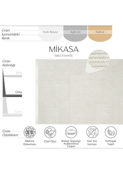 Mikasa Beyaz Salon Halısı Makine Dokuması Modern Yumuşak Bukle Kabartmalı Ev Oda Oturma Odası Halısı fiyatları