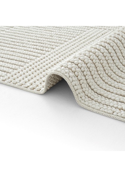 Mikasa Beyaz Salon Halısı Makine Dokuması Modern Yumuşak Bukle Kabartmalı Ev Oda Oturma Odası Halısı