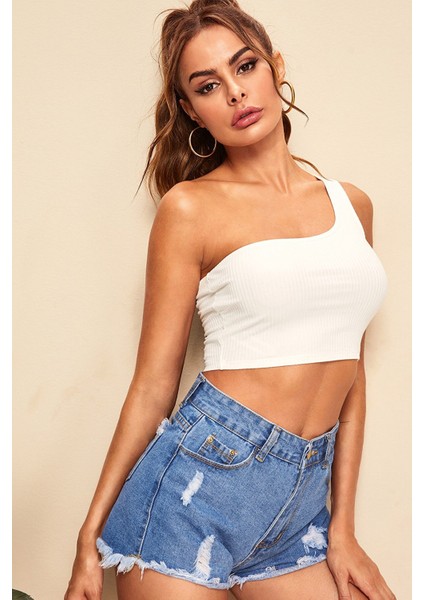 çınar ticaret kadın beyaz tek omuz crop büstiyer – modern ve şık tasarım fırsatları