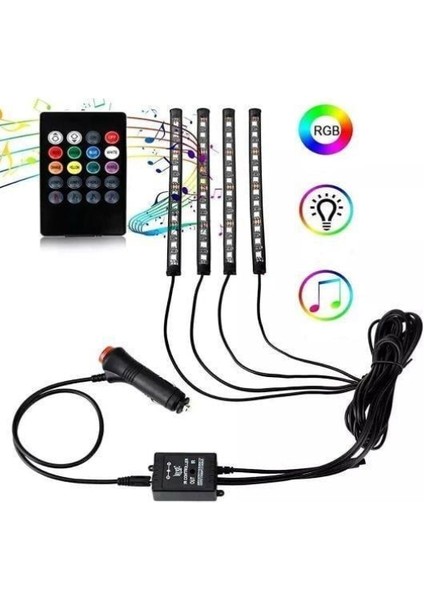 çınar ticaret araç ıçi ayak altı sese duyarlı şerit led 4&apos;lü set