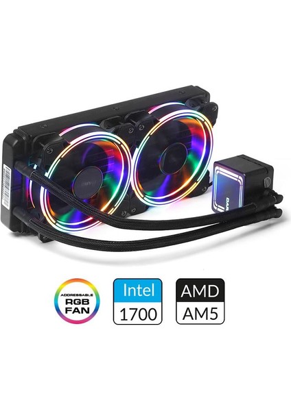 çınar ticaret dark dkccw246 aquaforce w246 240mm fixed rgb ledli sıvı soğutma