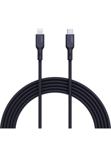 çınar ticaret aukey cb-ncl1-bk naylon örgülü 3a 480mbps type-c lıghtnıng kablosu 1.8mt
