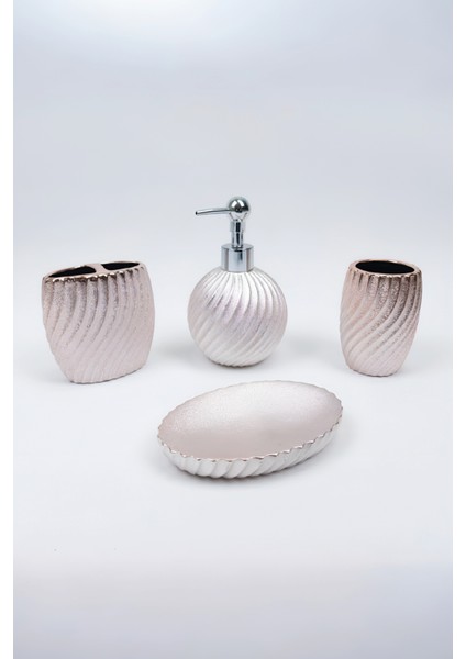 Rose Porselen Sabunluk Banyo Seti