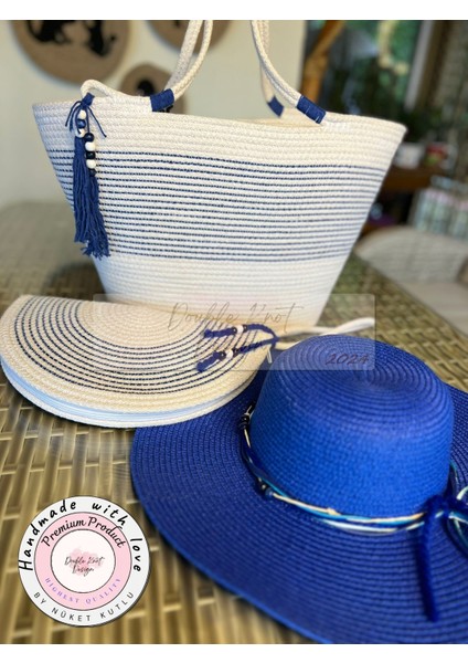 Vero 3lü Takım Plaj Çantası , El Çantası Clutch, Şapka, Totebag,çanta, Yazlık, Hediyelik, fiyatları